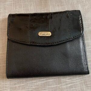 Vintage Black Leather and Eel Skin Card Holder / Wallet